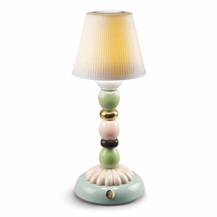 Palm Firefly Golden Fall Table Lamp. Green and Blue