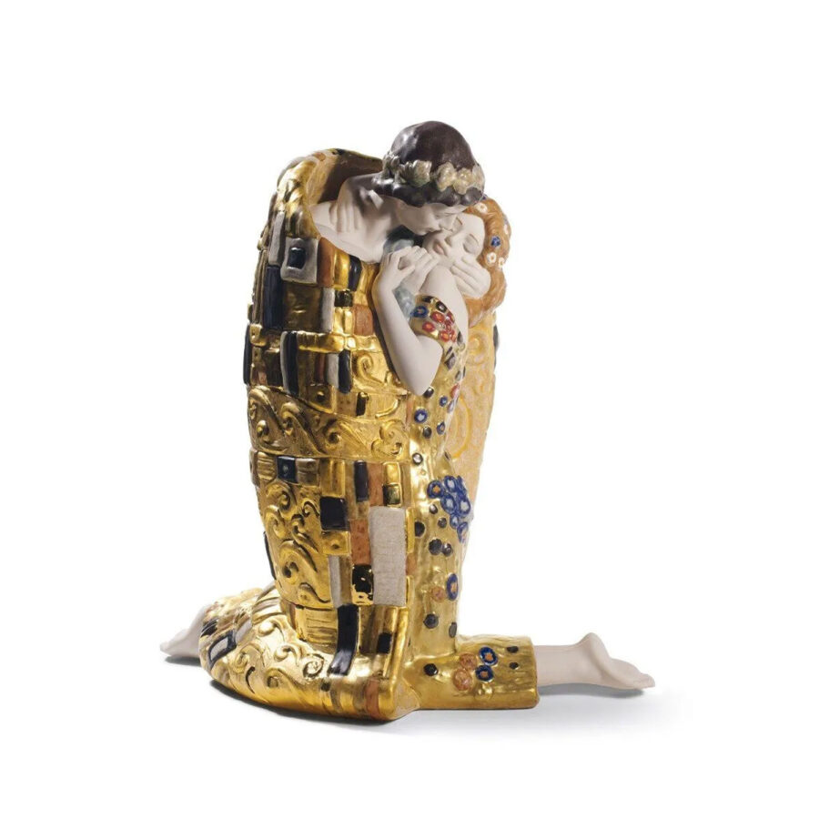 The Kiss Couple Sculpture. Golden Luster