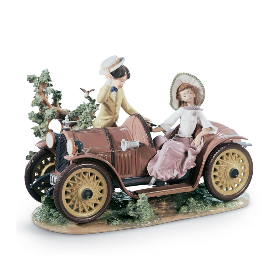 Young Couple with Car Sculpture. Limited Edition