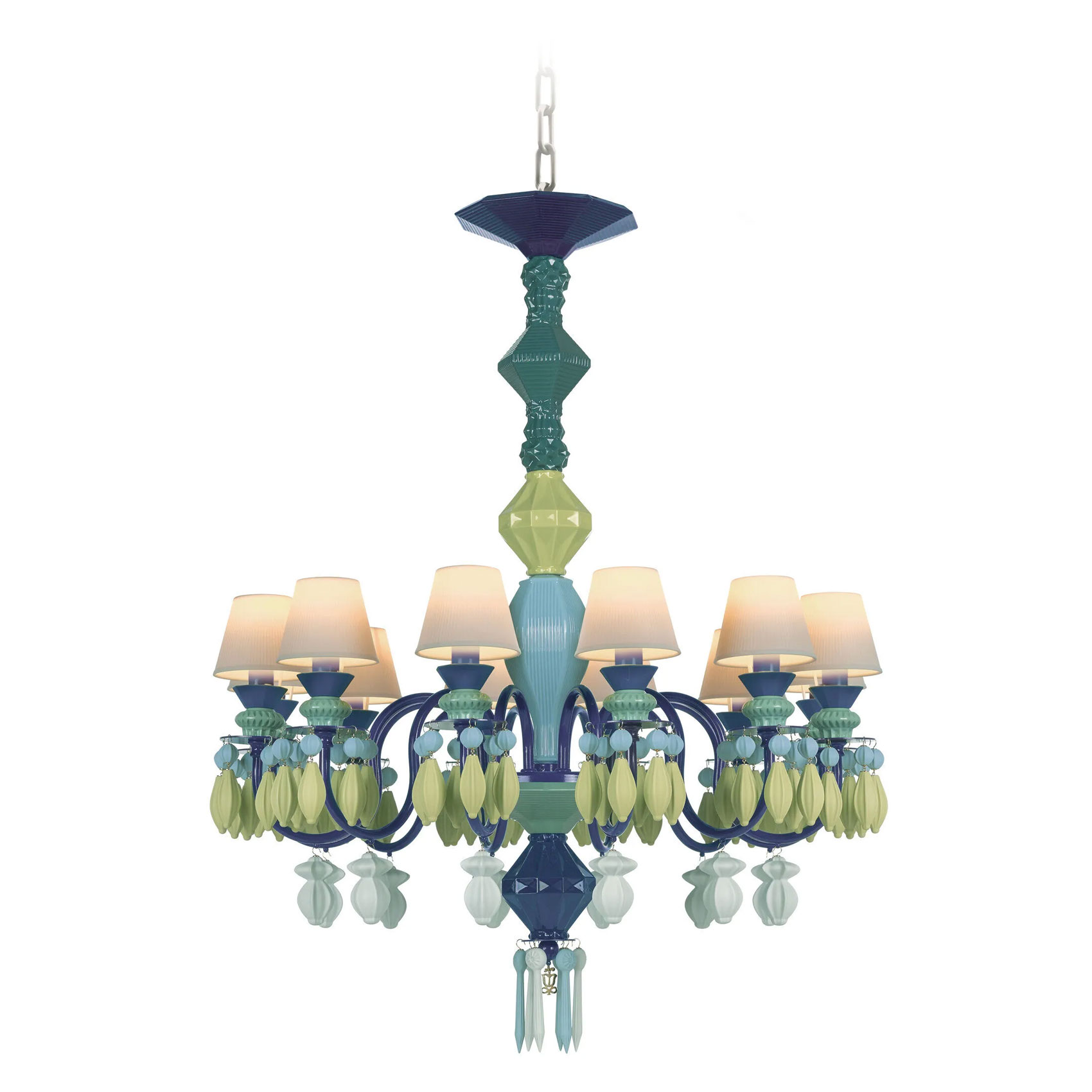 Belle de Nuit 12 Lights Chandelier. Green
