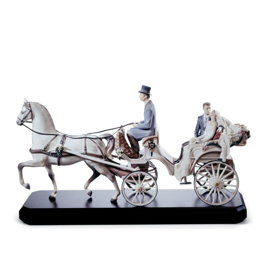 Bridal Carriage Couple Sculpture. Limited Edition