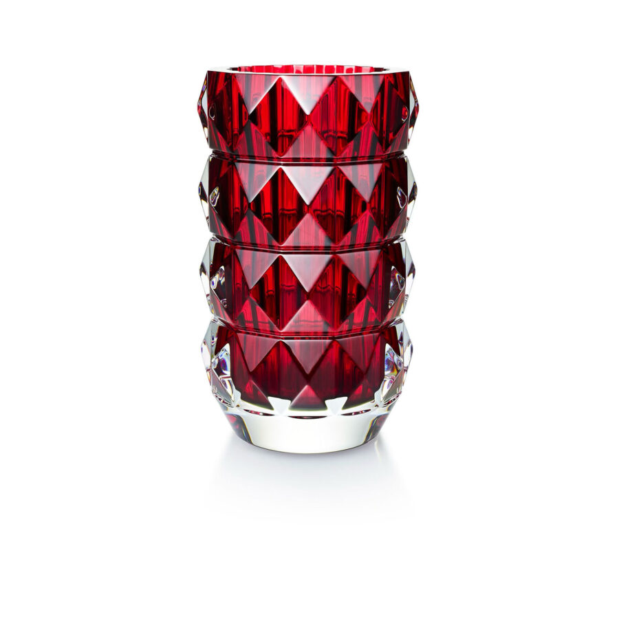 LOUXOR-ROUND-VASE,-RED