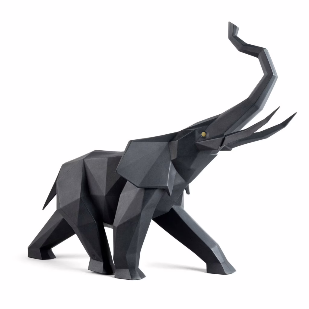 Elephant Sculpture. Black matte