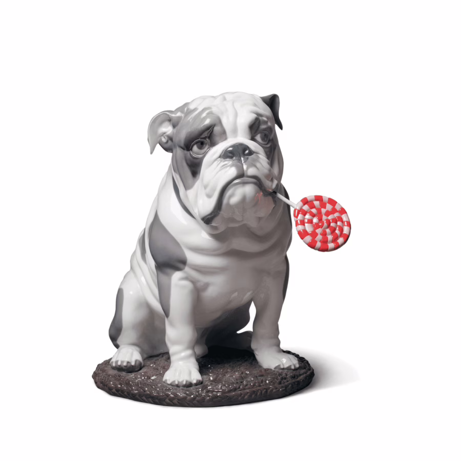 Bulldog with Lollipop Dog Figurine